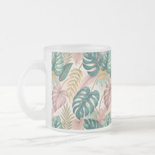 Elegant Monsteras Gold Frosted Glass Coffee Mug