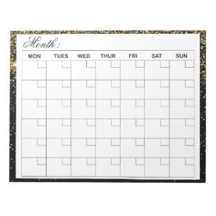 Elegant Monthly Calendar Planner  Notepad