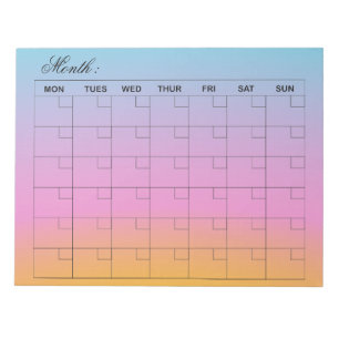 Elegant Monthly Calendar Planner  Notepad