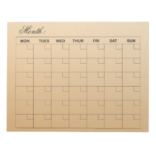 Elegant Monthly Calendar Planner  Notepad