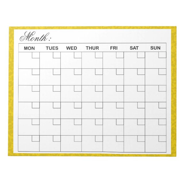  Elegant Monthly Calendar Planner  Notepad (Front)