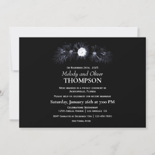 Elegant Moody Black Floral Post Wedding Invitation