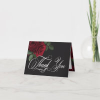Elegant Moody Blood Red Rose Floral Wedding Folded