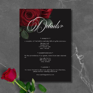 Elegant Moody Blood Red Roses Floral Details Enclosure Card