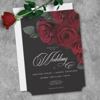 Elegant Moody Blood Red Roses Floral Wedding