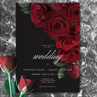 Elegant Moody Blood Red Roses Floral Wedding