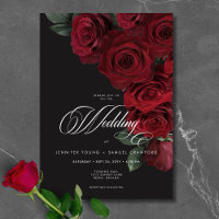 Elegant Moody Blood Red Roses Floral Wedding
