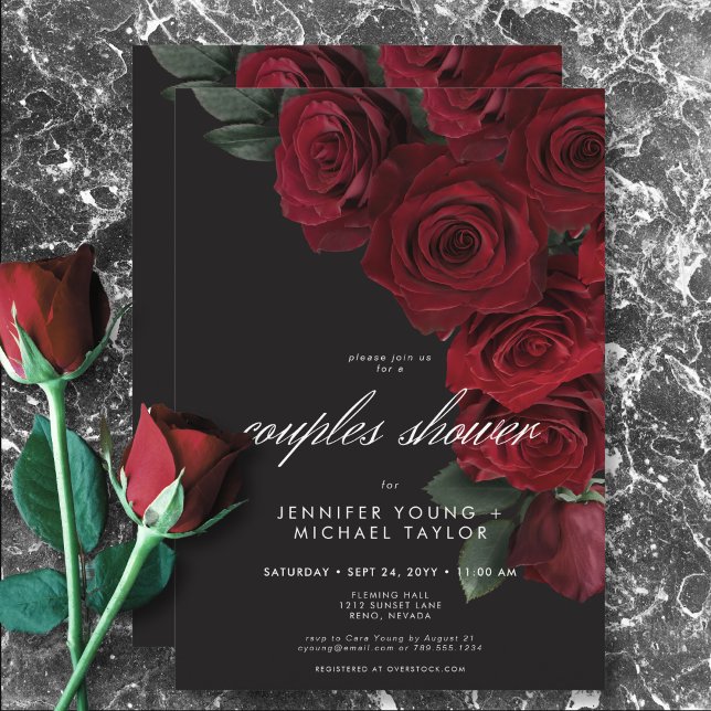 Elegant Moody Blood Roses Floral Couples Shower Invitation (Elegant Moody Blood Roses Floral Couples Shower Invitation)