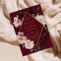Elegant Moody Burgundy Blush Red Floral Wedding