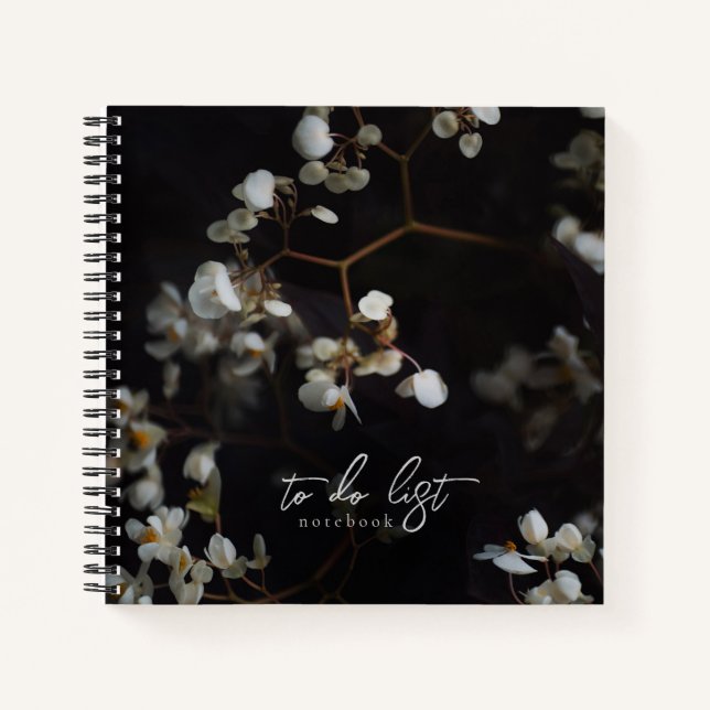 Elegant Moody Dark Floral To-Do List Notebook (Front)