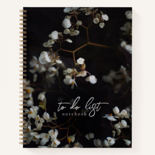 Elegant Moody Dark Floral To-Do List Notebook