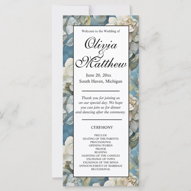 Elegant moody dusty blue watercolor florals (Front)