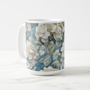 Elegant moody dusty blue watercolor florals coffee mug