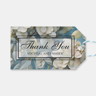 Elegant moody dusty blue watercolor florals gift tags