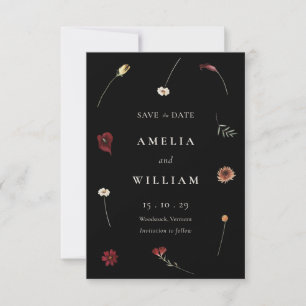 Elegant Moody Fall Autumn Wildflower Wedding Save The Date