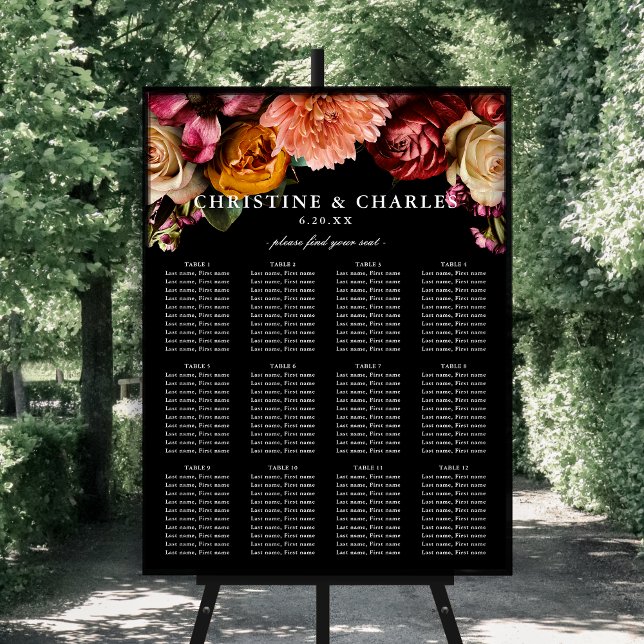Elegant + Moody Floral Wedding Seating Chart (Creator Uploaded)