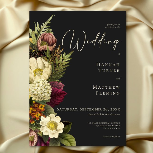Elegant Moody Jewel Vintage Floral Wedding Invitation (Elegant Moody Jewel Vintage Floral Wedding Invitation)