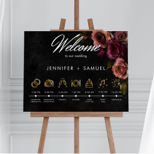 Elegant Moody Muted Rust Burgundy Order of Events  Poster