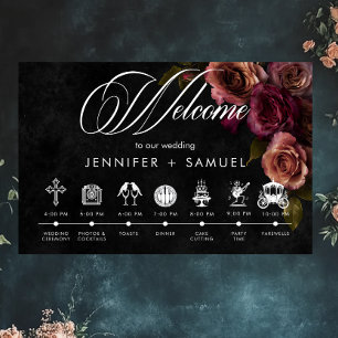 Elegant Moody Muted Rust Burgundy Order of Events Poster