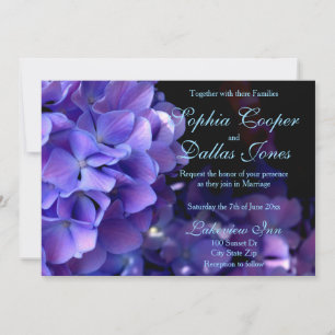 Elegant moody purple black floral Wedding  Invitation