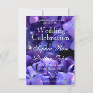 Elegant moody purple black floral Wedding  Invitation