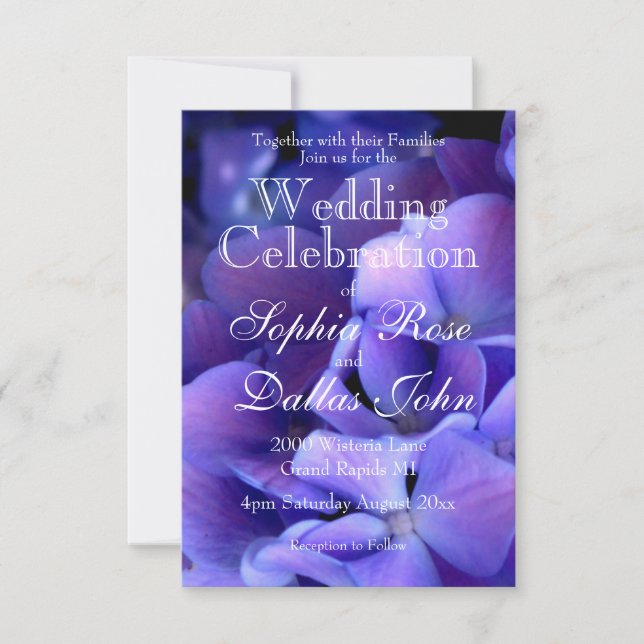 Elegant moody purple black floral Wedding  Invitation (Front)