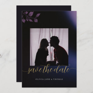 Elegant Moody Purple Floral Wedding Save the Date  Invitation