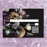 Elegant Moody Twilight Muted Floral QR Code