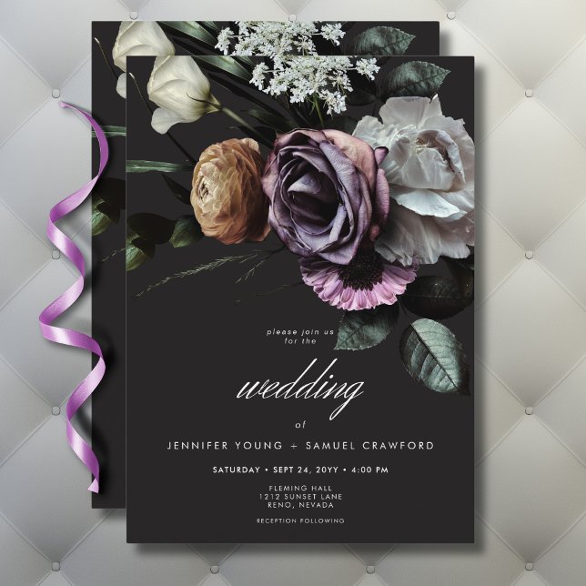 Elegant Moody Twilight Muted Floral Wedding Invitation (Elegant Moody Twilight Muted Floral Wedding Invitation)