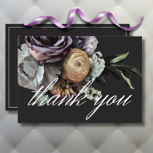 Elegant Moody Twilight Muted Floral Wedding Thank You Card