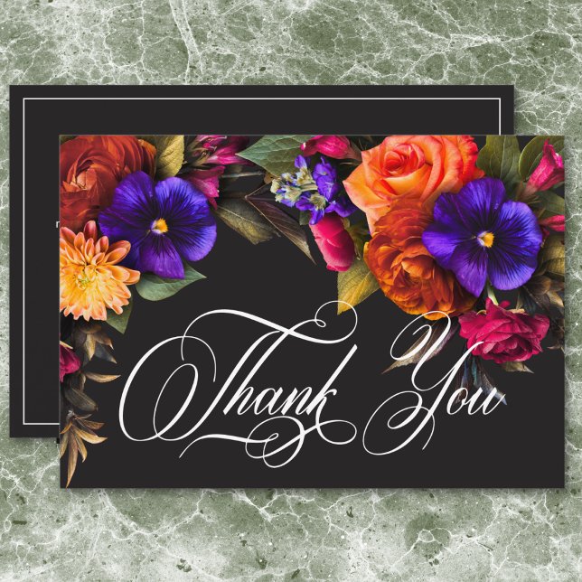 Elegant Moody Vibrant Harvest Floral Bridal Shower Thank You Card (Elegant Moody Vibrant Harvest Floral Bridal Shower Thank You Card)