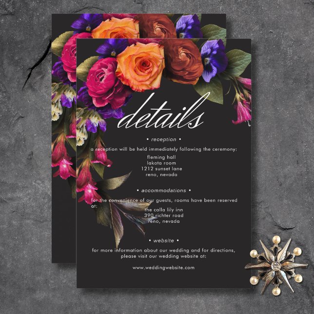 Elegant Moody Vibrant Harvest Floral Details Enclosure Card (Elegant Moody Vibrant Harvest Floral Details Enclosure Card)