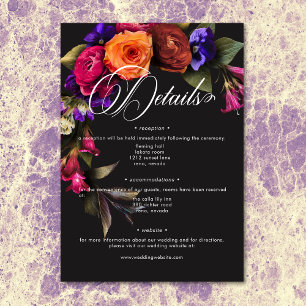 Elegant Moody Vibrant Harvest Floral Details Enclosure Card