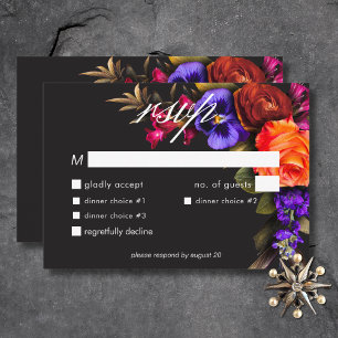 Elegant Moody Vibrant Harvest Floral Dinner RSVP Card