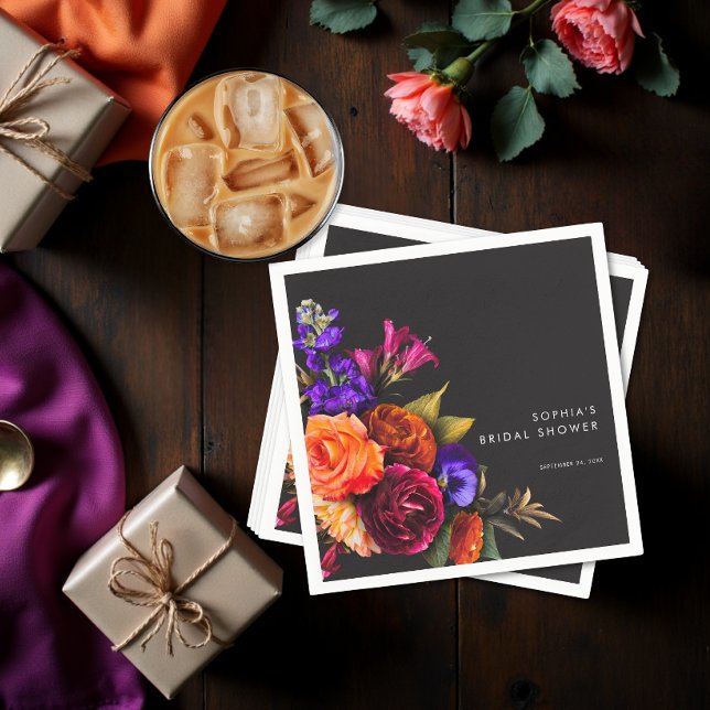 Elegant Moody Vibrant Harvest Floral Shower Napkin (Elegant Moody Vibrant Harvest Floral Shower Napkins)