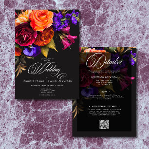 Elegant Moody Vibrant Harvest Floral Two Sided Invitation