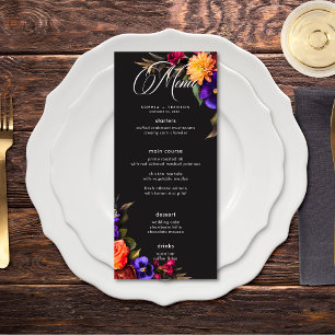 Elegant Moody Vibrant Harvest Floral Wedding Menu