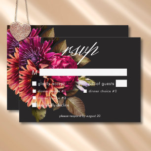 Elegant Moody Vibrant Sunset Floral Dinner RSVP Card