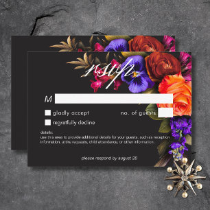 Elegant Moody Vibrant Sunset Floral No Dinner RSVP Card