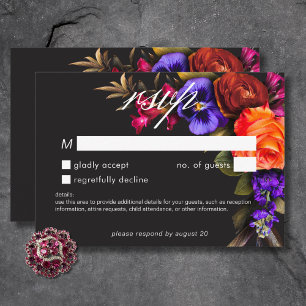 Elegant Moody Vibrant Sunset Floral No Dinner RSVP Card