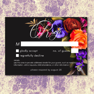 Elegant Moody Vibrant Sunset Floral No Dinner RSVP Card