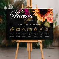 Elegant Moody Vibrant Sunset Floral Order of Event