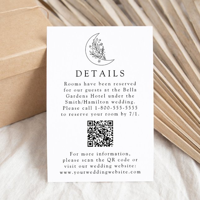 Elegant Moon and Stars Wedding Details QR Code Enclosure Card (Creator Uploaded)