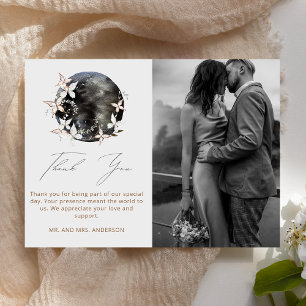 Elegant Moon Celestial Botancial Wedding Thank You Card