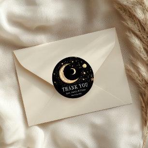 Elegant Moon Gold Black Celestial Gold Thank You Classic Round Sticker