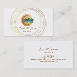 Elegant Moon Gold Circles Lotus  Business Card