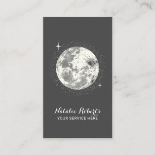 Elegant Moon & Stars Dark Grey Spa & Salon Business Card