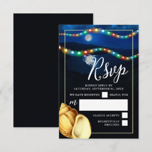 Elegant Moonlit Beach Wedding RSVP Card