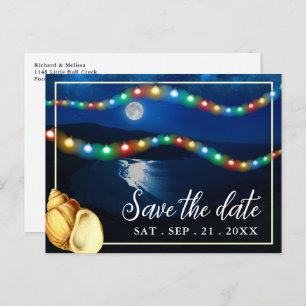 Elegant Moonlit Beach Wedding Save The Date Announcement Postcard