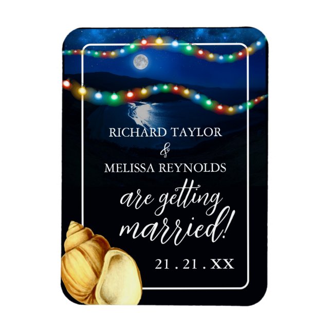 Elegant Moonlit Beach Wedding Save The Date Magnet (Vertical)
